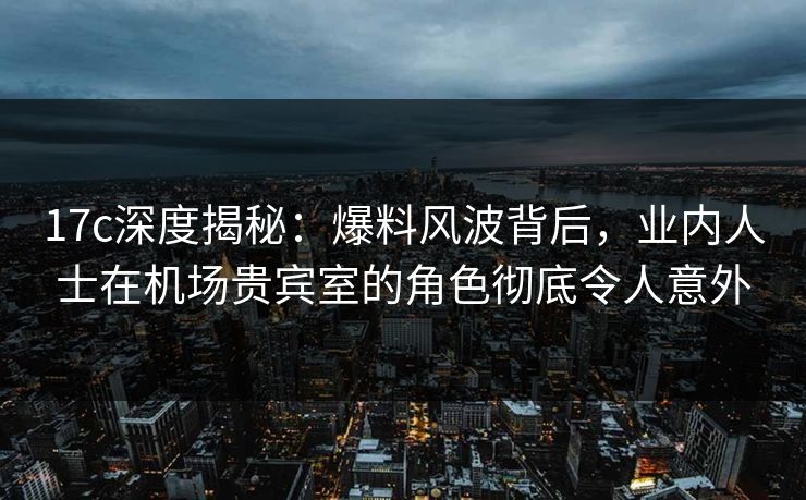 17c深度揭秘：爆料风波背后，业内人士在机场贵宾室的角色彻底令人意外