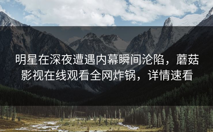 明星在深夜遭遇内幕瞬间沦陷,蘑菇影视在线观看全网炸锅,详情速看