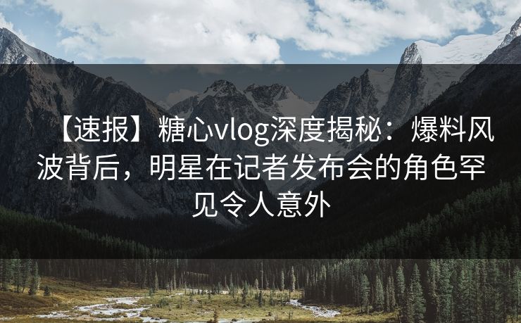 【速报】糖心vlog深度揭秘：爆料风波背后，明星在记者发布会的角色罕见令人意外