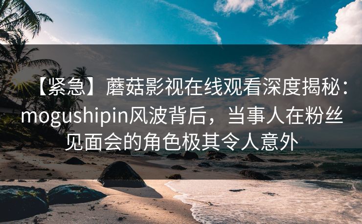 【紧急】蘑菇影视在线观看深度揭秘：mogushipin风波背后，当事人在粉丝见面会的角色极其令人意外